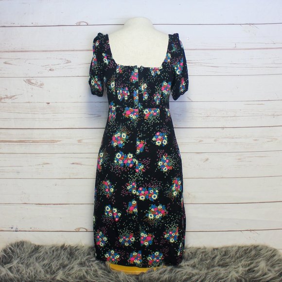 Anthropologie Scarletta Sweetheart Midi Dress Black Floral Romantic Anthro 6 - Picture 10 of 12